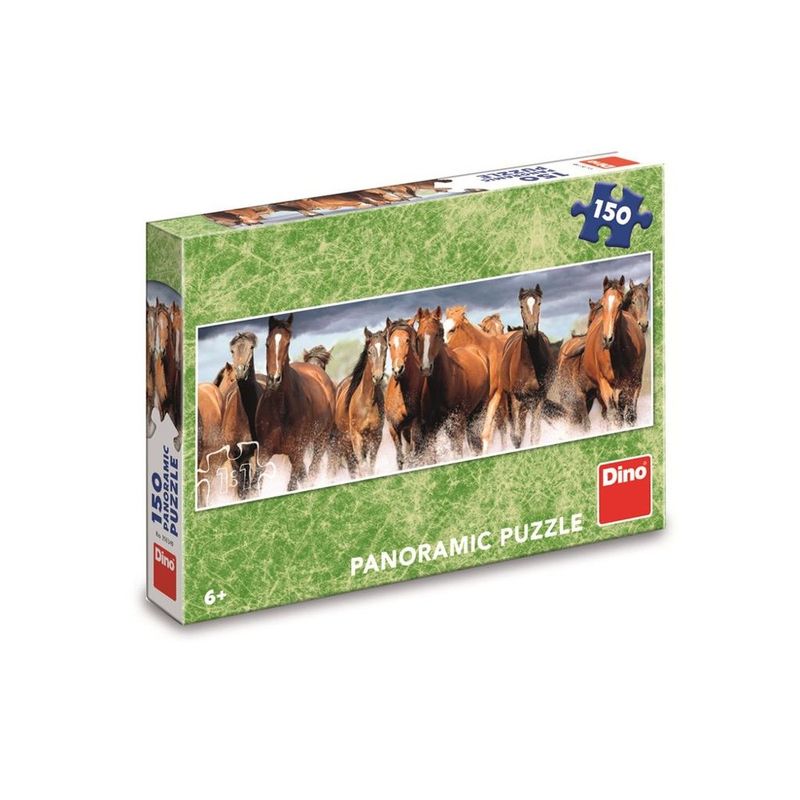 Jucarii, Copii si Bebe - Jucarii si jocuri - Jocuri si puzzle - Puzzle - Puzzle Panoramic pentru Copii Dino Toys, Herghelie de Cai in Alergare, 150 Piese, Format Orizontal 66x23 cm, 6 Ani+ - Infinity.ro