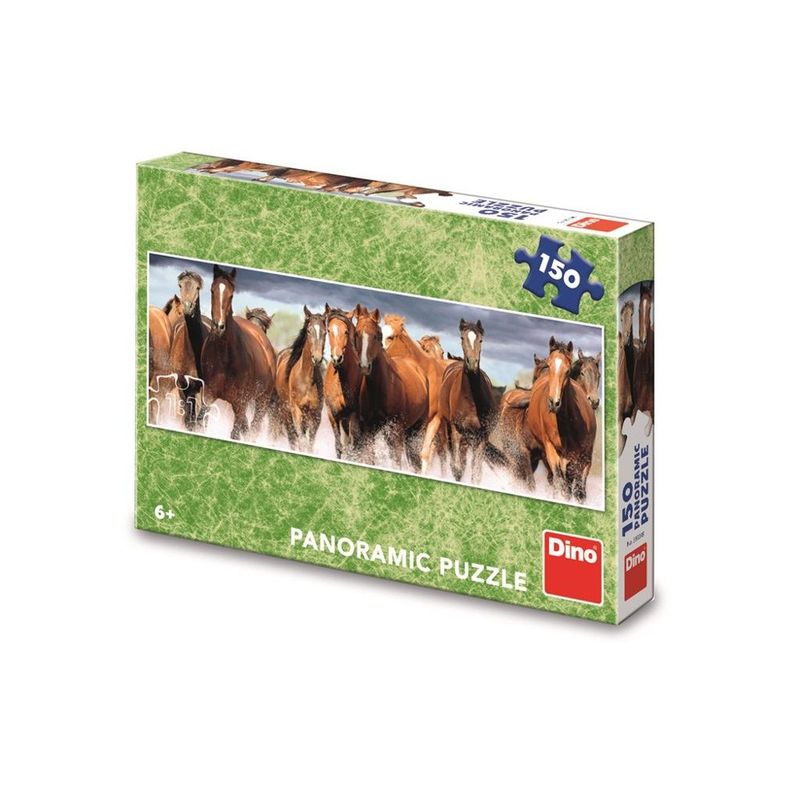 Jucarii, Copii si Bebe - Jucarii si jocuri - Jocuri si puzzle - Puzzle - Puzzle Panoramic pentru Copii Dino Toys, Herghelie de Cai in Alergare, 150 Piese, Format Orizontal 66x23 cm, 6 Ani+ - Infinity.ro
