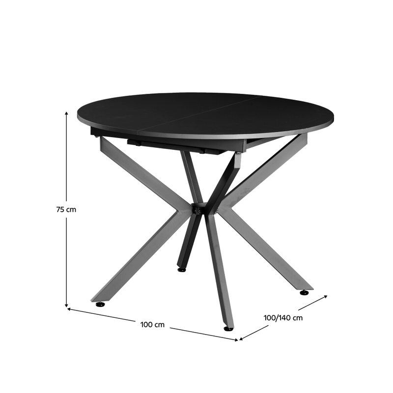 Casa si Gradina - Mobilier - Mese si birouri - Mese bucatarie si dining - Masa extensibila de dining, neagra, 100x100-140x75 cm, ABERO TIP 1 - Infinity.ro