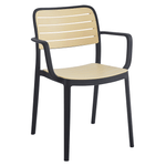 Casa si Gradina - Gradina si terasa - Mobilier exterior - Scaune si sezlonguri gradina - Scaun stivuibil, negru/bej, KARDOS TYP 2 - Infinity.ro