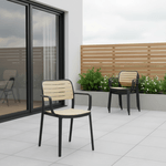 Casa si Gradina - Gradina si terasa - Mobilier exterior - Scaune si sezlonguri gradina - Scaun stivuibil, negru/bej, KARDOS TYP 2 - Infinity.ro
