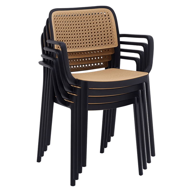 Casa si Gradina - Gradina si terasa - Mobilier exterior - Scaune si sezlonguri gradina - Scaun, stivuibil, negru/bej, RAVID  NEW TIP 2 - Infinity.ro