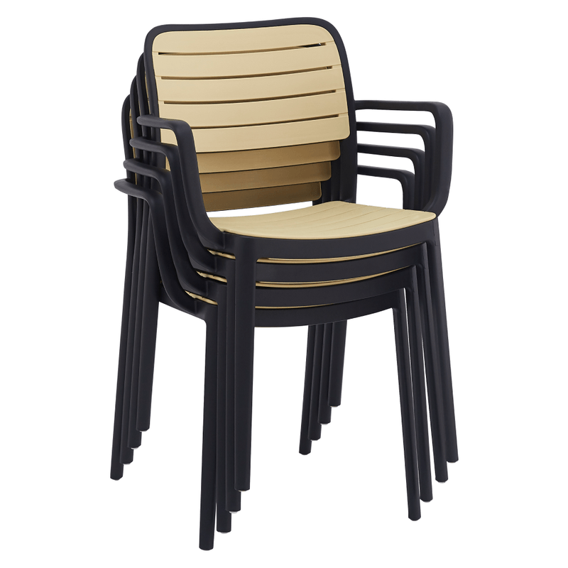 Casa si Gradina - Gradina si terasa - Mobilier exterior - Scaune si sezlonguri gradina - Scaun stivuibil, negru/bej, KARDOS TYP 2 - Infinity.ro