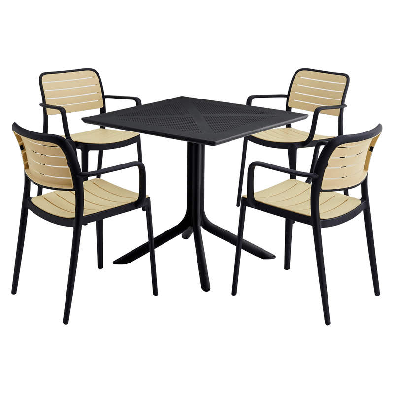 Casa si Gradina - Gradina si terasa - Mobilier exterior - Scaune si sezlonguri gradina - Scaun stivuibil, negru/bej, KARDOS TYP 2 - Infinity.ro