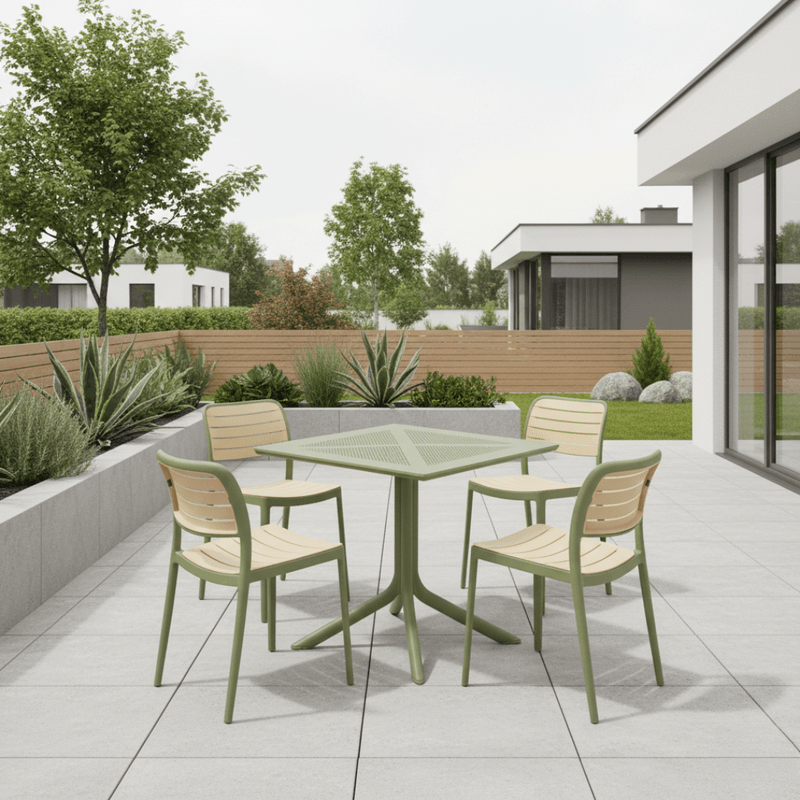 Casa si Gradina - Gradina si terasa - Mobilier exterior - Scaune si sezlonguri gradina - Scaun stivuibil, verde/bej, KARDOS TYP 1 - Infinity.ro