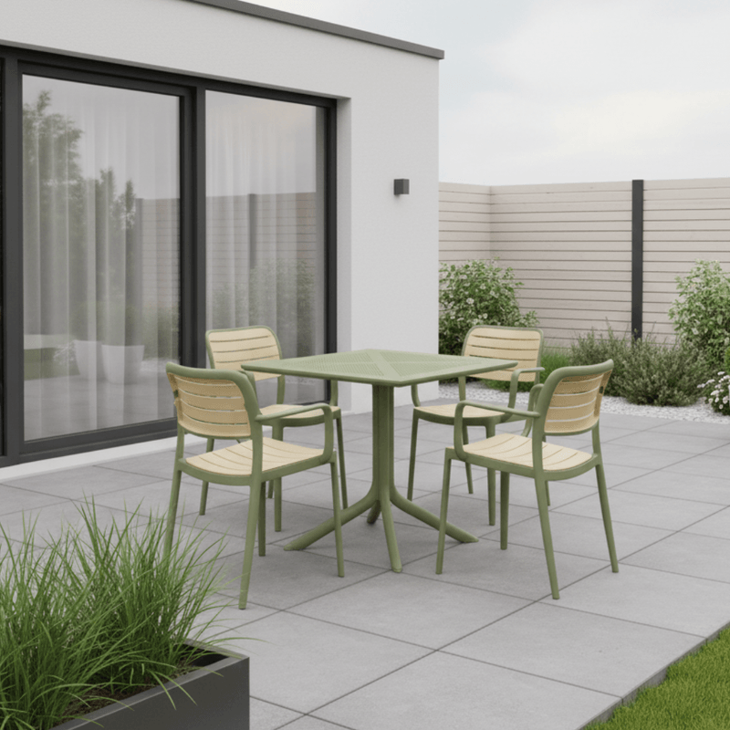 Casa si Gradina - Gradina si terasa - Mobilier exterior - Scaune si sezlonguri gradina - Scaun stivuibil, verde/bej, KARDOS TYP 2 - Infinity.ro