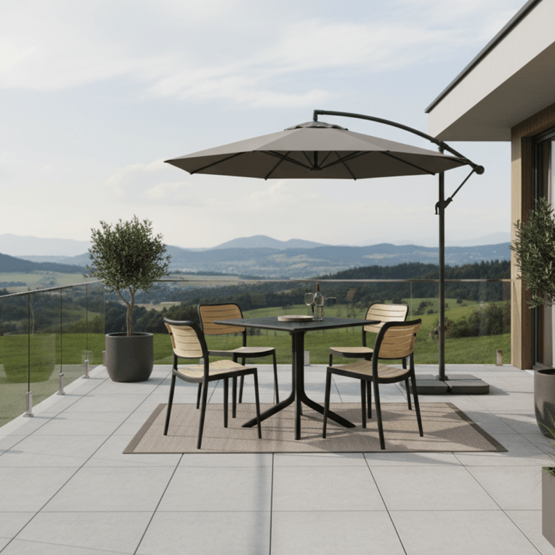 Casa si Gradina - Gradina si terasa - Mobilier exterior - Scaune si sezlonguri gradina - Scaun stivuibil, negru/bej, KARDOS TYP 1 - Infinity.ro