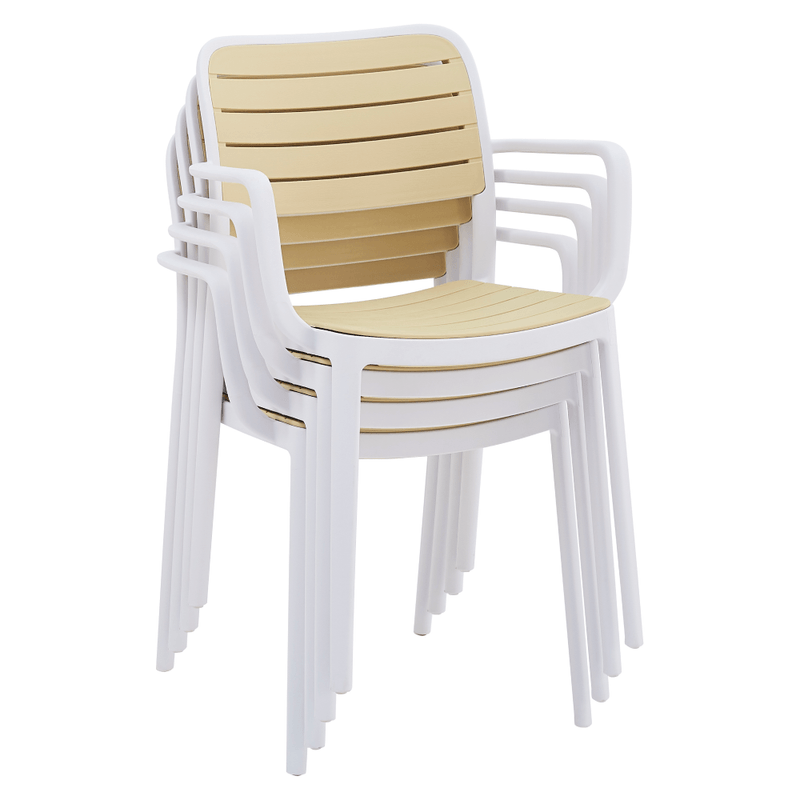 Casa si Gradina - Gradina si terasa - Mobilier exterior - Scaune si sezlonguri gradina - Scaun stivuibil, alb/bej, KARDOS TYP 2 - Infinity.ro