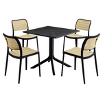 Casa si Gradina - Gradina si terasa - Mobilier exterior - Scaune si sezlonguri gradina - Scaun stivuibil, negru/bej, KARDOS TYP 1 - Infinity.ro