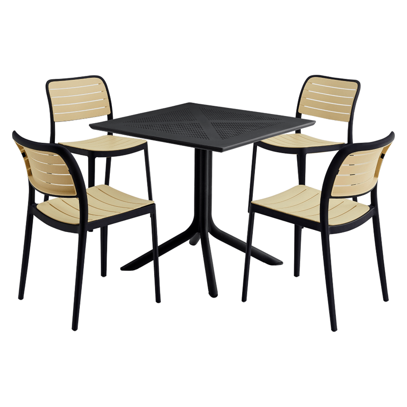 Casa si Gradina - Gradina si terasa - Mobilier exterior - Scaune si sezlonguri gradina - Scaun stivuibil, negru/bej, KARDOS TYP 1 - Infinity.ro