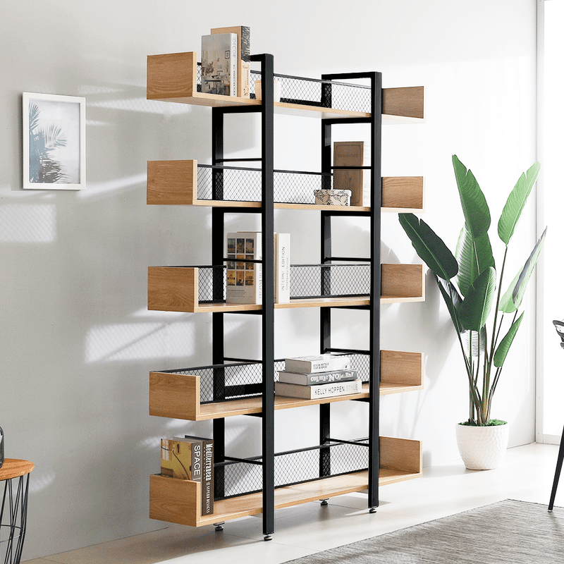 Casa si Gradina - Mobilier - Biblioteci si rafturi - Etajere - Raft cu 5 polite, stejar/negru, KILIS NEW TIP 2 - Infinity.ro