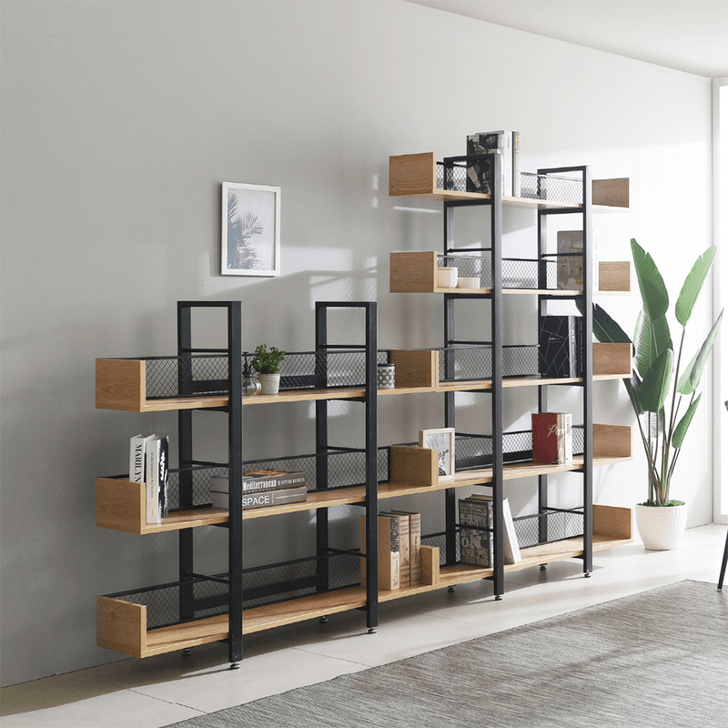 Casa si Gradina - Mobilier - Biblioteci si rafturi - Etajere - Raft cu 5 polite, stejar/negru, KILIS NEW TIP 2 - Infinity.ro