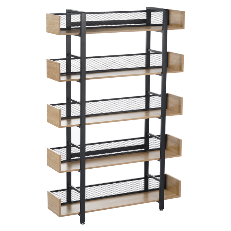 Casa si Gradina - Mobilier - Biblioteci si rafturi - Etajere - Raft cu 5 polite, stejar/negru, KILIS NEW TIP 2 - Infinity.ro