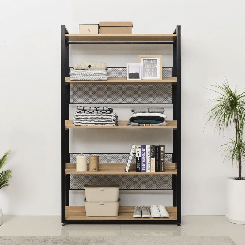 Casa si Gradina - Mobilier - Biblioteci si rafturi - Etajere - Etajera cu 5 rafturi, stejar/negru, KILOS NEW TIP 3 - Infinity.ro