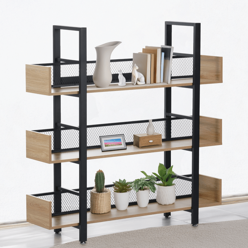 Casa si Gradina - Mobilier - Biblioteci si rafturi - Etajere - Raft cu 3 polite, stejar/negru, KILIS NEW TIP 1 - Infinity.ro