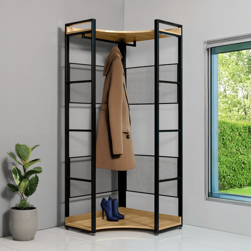 Casa si Gradina - Mobilier - Biblioteci si rafturi - Etajere - Etajera de colt, stejar/negru, KILOS NEW TIP 4 - Infinity.ro