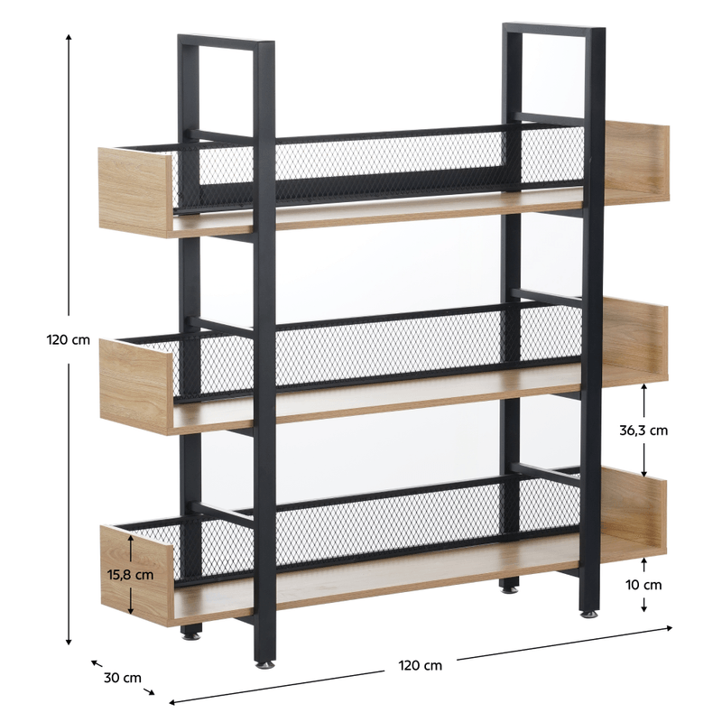 Casa si Gradina - Mobilier - Biblioteci si rafturi - Etajere - Raft cu 3 polite, stejar/negru, KILIS NEW TIP 1 - Infinity.ro