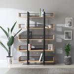 Casa si Gradina - Mobilier - Biblioteci si rafturi - Etajere - Raft cu 5 polite, stejar/negru, KILIS NEW TIP 2 - Infinity.ro