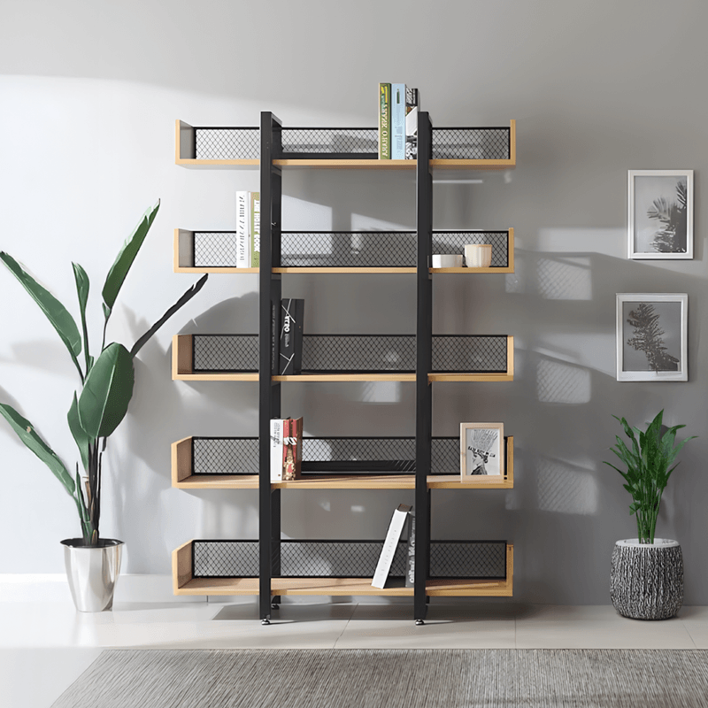 Casa si Gradina - Mobilier - Biblioteci si rafturi - Etajere - Raft cu 5 polite, stejar/negru, KILIS NEW TIP 2 - Infinity.ro