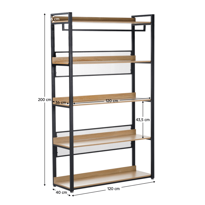 Casa si Gradina - Mobilier - Biblioteci si rafturi - Etajere - Etajera cu 5 rafturi, stejar/negru, KILOS NEW TIP 3 - Infinity.ro