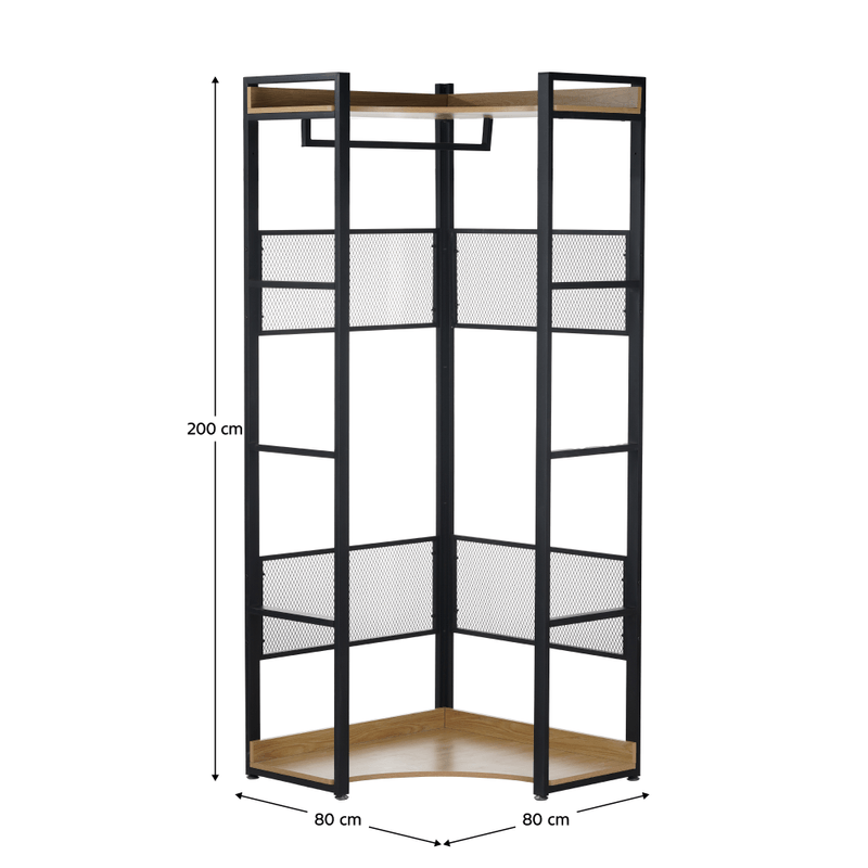 Casa si Gradina - Mobilier - Biblioteci si rafturi - Etajere - Etajera de colt, stejar/negru, KILOS NEW TIP 4 - Infinity.ro