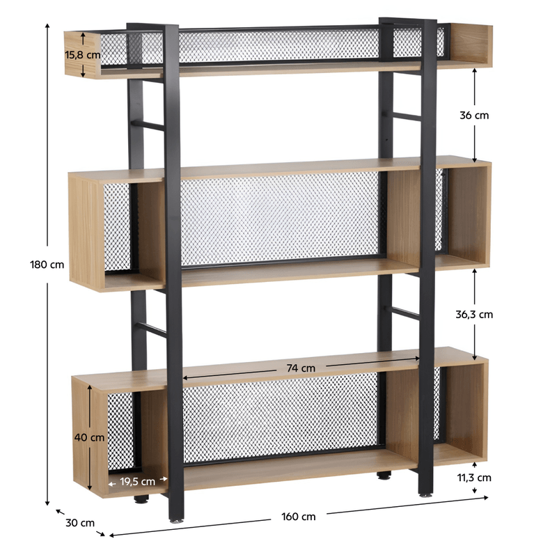 Casa si Gradina - Mobilier - Biblioteci si rafturi - Etajere - Raft cu 3 polite, stejar/negru, KILIS NEW TIP 4 - Infinity.ro