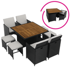 Casa si Gradina - Gradina si terasa - Mobilier exterior - Seturi mobila gradina - Set de gradina din ratan, lemn de salcam, negru/crem/natural, MELFORD - Infinity.ro
