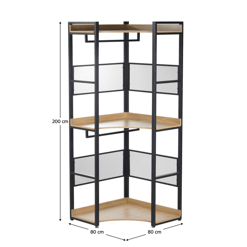 Casa si Gradina - Mobilier - Biblioteci si rafturi - Etajere - Etajera de colt, cu raft, stejar/negru, KILOS NEW TIP 5 - Infinity.ro