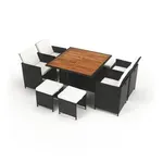 Casa si Gradina - Gradina si terasa - Mobilier exterior - Seturi mobila gradina - Set de gradina din ratan, lemn de salcam, negru/crem/natural, MELFORD - Infinity.ro