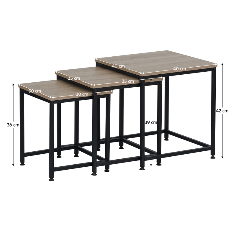 Casa si Gradina - Mobilier - Mese si birouri - Masute de cafea - Masute de cafea, set de 3 buc., stejar sonoma/negru, KASTLER 2 NEW TYP 3 - Infinity.ro