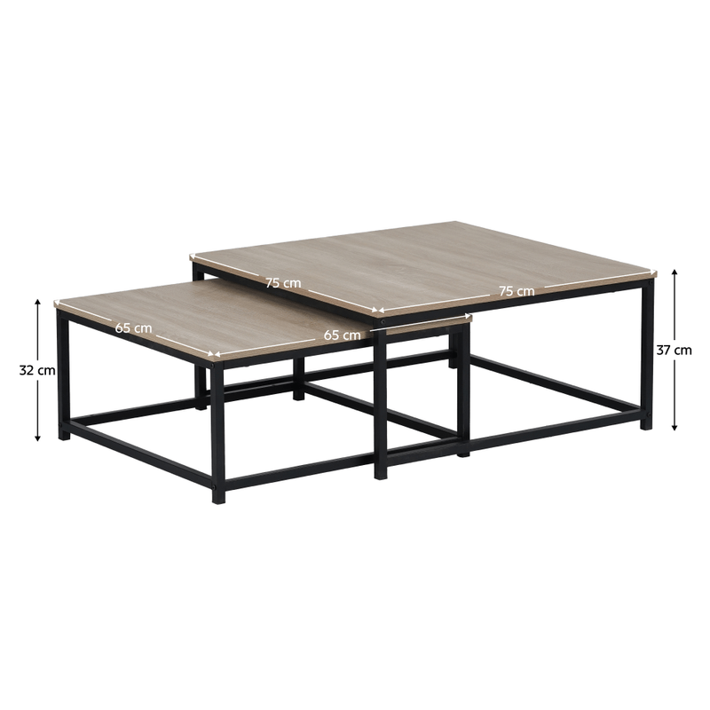 Casa si Gradina - Mobilier - Mese si birouri - Masute de cafea - Masute de cafea, set de 2 buc., stejar sonoma/negru, KASTLER 2 NEW TYP 1 - Infinity.ro
