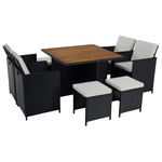 Casa si Gradina - Gradina si terasa - Mobilier exterior - Seturi mobila gradina - Set de gradina din ratan, lemn de salcam, negru/crem/natural, MELFORD - Infinity.ro