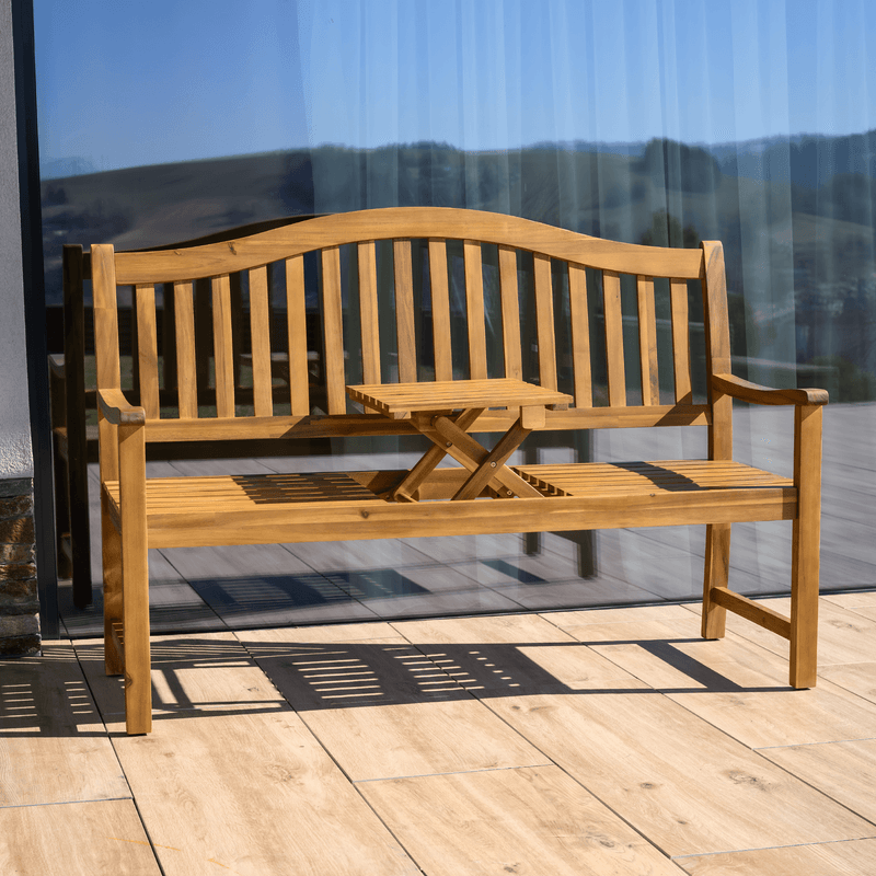 Casa si Gradina - Gradina si terasa - Mobilier exterior - Bancute de gradina - Banca de gradina cu masuta, lemn de salcam, TAIMA - Infinity.ro