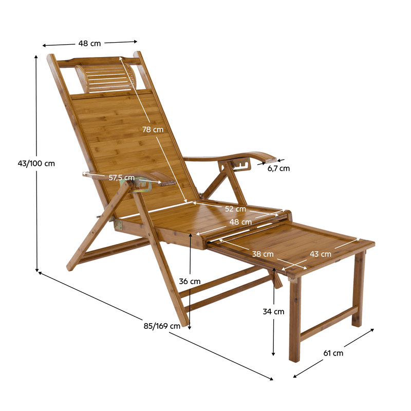 Casa si Gradina - Gradina si terasa - Mobilier exterior - Scaune si sezlonguri gradina - Fotoliu de gradina pozitionabil, natural, bambus, VARDON - Infinity.ro