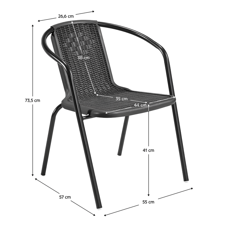 Casa si Gradina - Gradina si terasa - Mobilier exterior - Scaune si sezlonguri gradina - Scaun de gradina stivuibil, negru, otel/plastic, FRENY - Infinity.ro