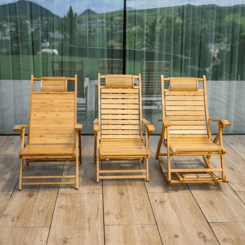 Casa si Gradina - Gradina si terasa - Mobilier exterior - Scaune si sezlonguri gradina - Fotoliu de gradina pozitionabil, natural, bambus, VARDON - Infinity.ro