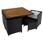 Casa si Gradina - Gradina si terasa - Mobilier exterior - Seturi mobila gradina - Set de gradina din ratan, lemn de salcam, negru/crem/natural, MELFORD - Infinity.ro