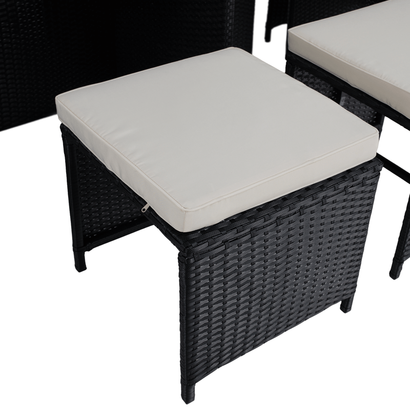 Casa si Gradina - Gradina si terasa - Mobilier exterior - Seturi mobila gradina - Set de gradina din ratan, lemn de salcam, negru/crem/natural, MELFORD - Infinity.ro