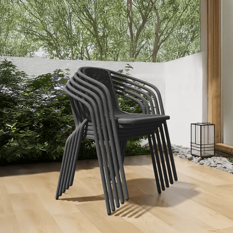 Casa si Gradina - Gradina si terasa - Mobilier exterior - Scaune si sezlonguri gradina - Scaun de gradina stivuibil, negru, otel/plastic, FRENY - Infinity.ro