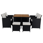 Casa si Gradina - Gradina si terasa - Mobilier exterior - Seturi mobila gradina - Set de gradina din ratan, lemn de salcam, negru/crem/natural, MELFORD - Infinity.ro