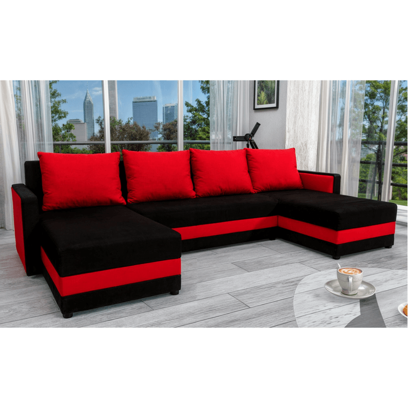 Casa si Gradina - Mobilier - Canapele si coltare - Coltare - Canapea universala, negru/rosu, PAULITA U - Infinity.ro