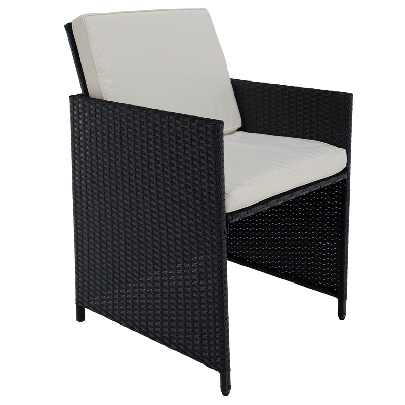 Casa si Gradina - Gradina si terasa - Mobilier exterior - Seturi mobila gradina - Set de gradina din ratan, lemn de salcam, negru/crem/natural, MELFORD - Infinity.ro