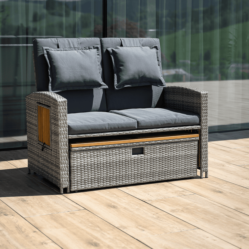 Casa si Gradina - Gradina si terasa - Mobilier exterior - Seturi mobila gradina - Canapea de gradina din ratan, gri/natural, MALORY - Infinity.ro