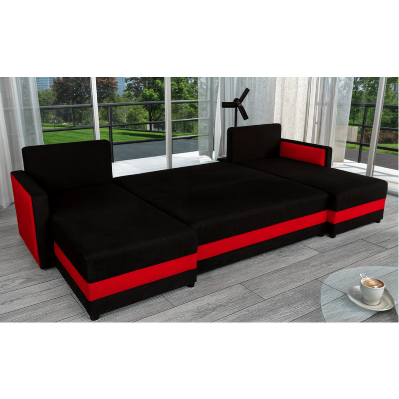 Casa si Gradina - Mobilier - Canapele si coltare - Coltare - Canapea universala, negru/rosu, PAULITA U - Infinity.ro
