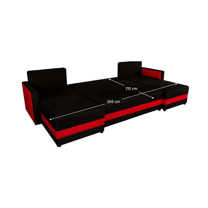 Casa si Gradina - Mobilier - Canapele si coltare - Coltare - Canapea universala, negru/rosu, PAULITA U - Infinity.ro