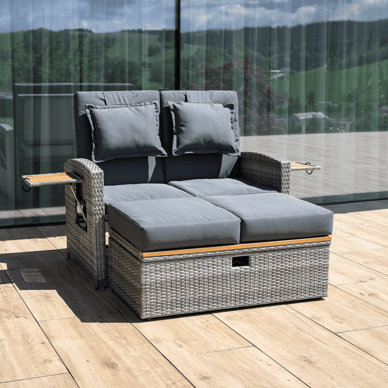 Casa si Gradina - Gradina si terasa - Mobilier exterior - Seturi mobila gradina - Canapea de gradina din ratan, gri/natural, MALORY - Infinity.ro