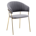 Casa si Gradina - Mobilier - Scaune si fotolii - Scaune - Fotoliu de sufragerie de design, gri-maro Velvet/gold crom auriu, DASMIN TIP 1 - Infinity.ro