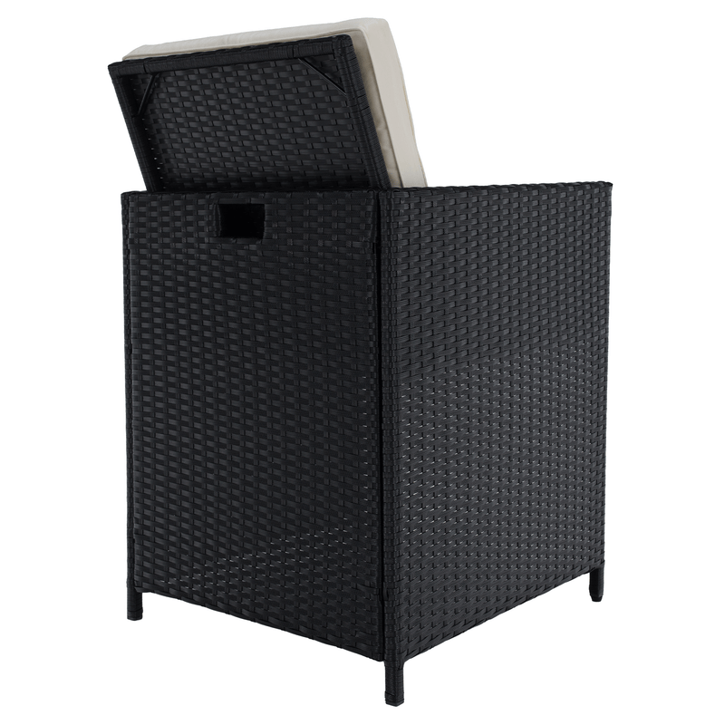 Casa si Gradina - Gradina si terasa - Mobilier exterior - Seturi mobila gradina - Set de gradina din ratan, lemn de salcam, negru/crem/natural, MELFORD - Infinity.ro