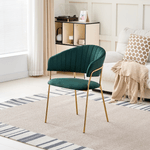 Casa si Gradina - Mobilier - Scaune si fotolii - Scaune - Fotoliu de sufragerie de design, verde inchis, Velvet/gold crom auriu, DASMIN TIP 1 - Infinity.ro