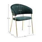 Casa si Gradina - Mobilier - Scaune si fotolii - Scaune - Fotoliu de sufragerie de design, verde inchis, Velvet/gold crom auriu, DASMIN TIP 1 - Infinity.ro